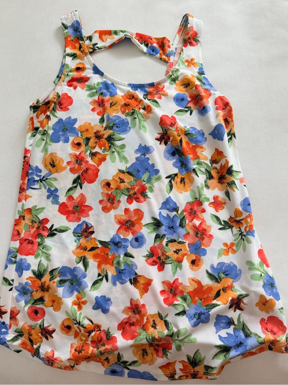 Floral Print Sleeveless Tank Top — White Base with Multicolor Flowers by Pulse